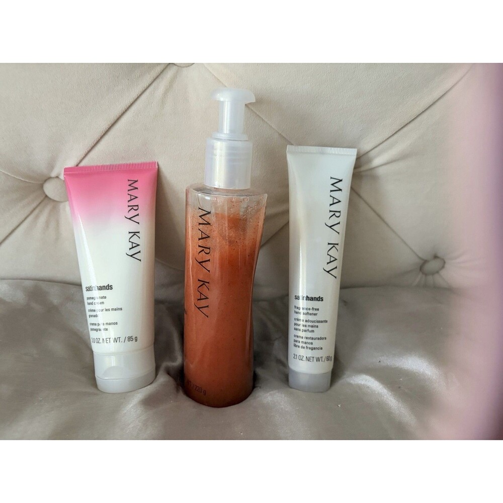 Classic MARY KAY POMEGRANATE SATIN HANDS PAMPERING SET FULL SZ Discontinued HTF - Picture 2 of 2